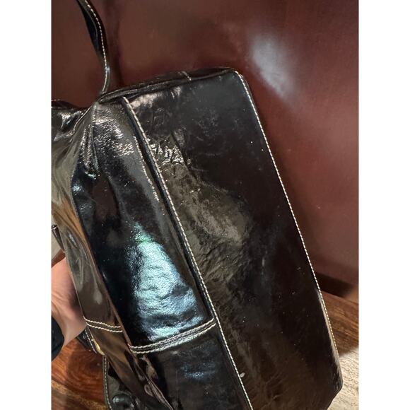 Dooney & Bourke Chiara Black Patent Leather Drawstring Tote - Picture 5 of 9